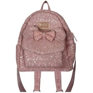 Loungefly Disney Parks Millennial pink sequin Minnie Mouse mini backpack